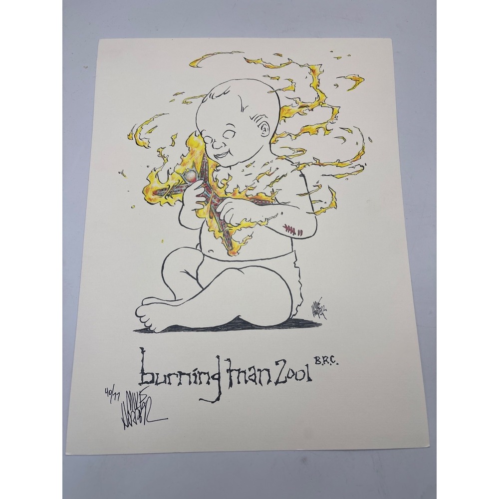 Burning Man 2001 Mike Harper Signed‎ Poster #40/77 RARE